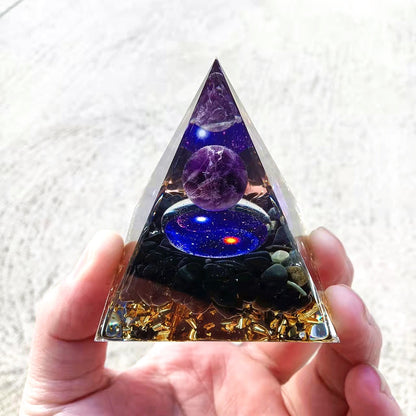 Crystal Ball Chakra Pyramid Ornament Gravel Epoxy