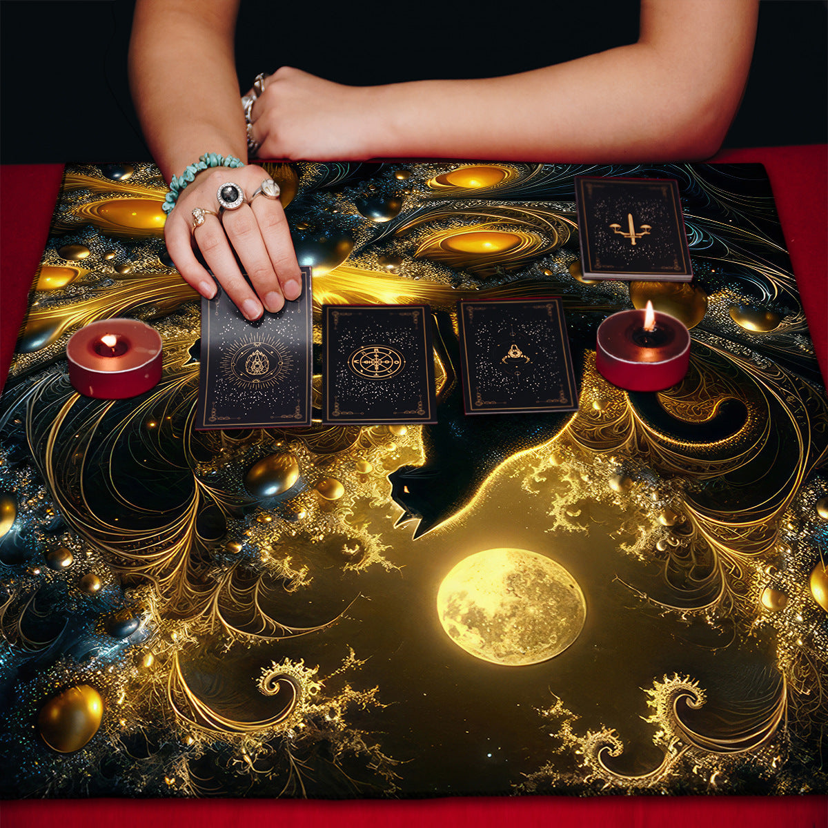 Cat Witch Board Game Flannel Tarot Tablecloth