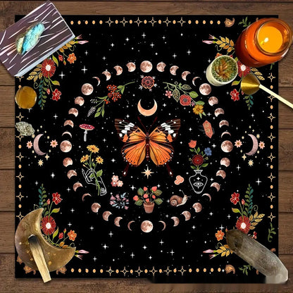 Flower Butterfly Moon Tablecloth Altar Decorative Tablecloth