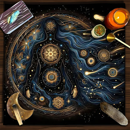 Geometric Tarot Moon Sun Velvet Tablecloth