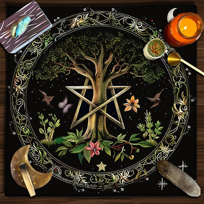Geometric Tarot Moon Sun Velvet Tablecloth