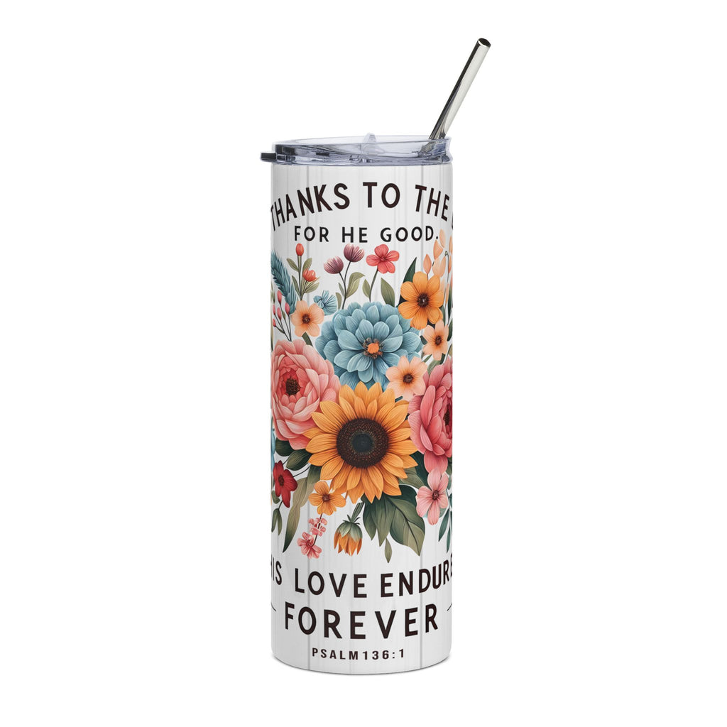 Inspirational Floral Stainless Steel Tumbler, 20oz - Motivational Travel Mug for Gifts, Home Decor, Summer Adventures, and Celebrations