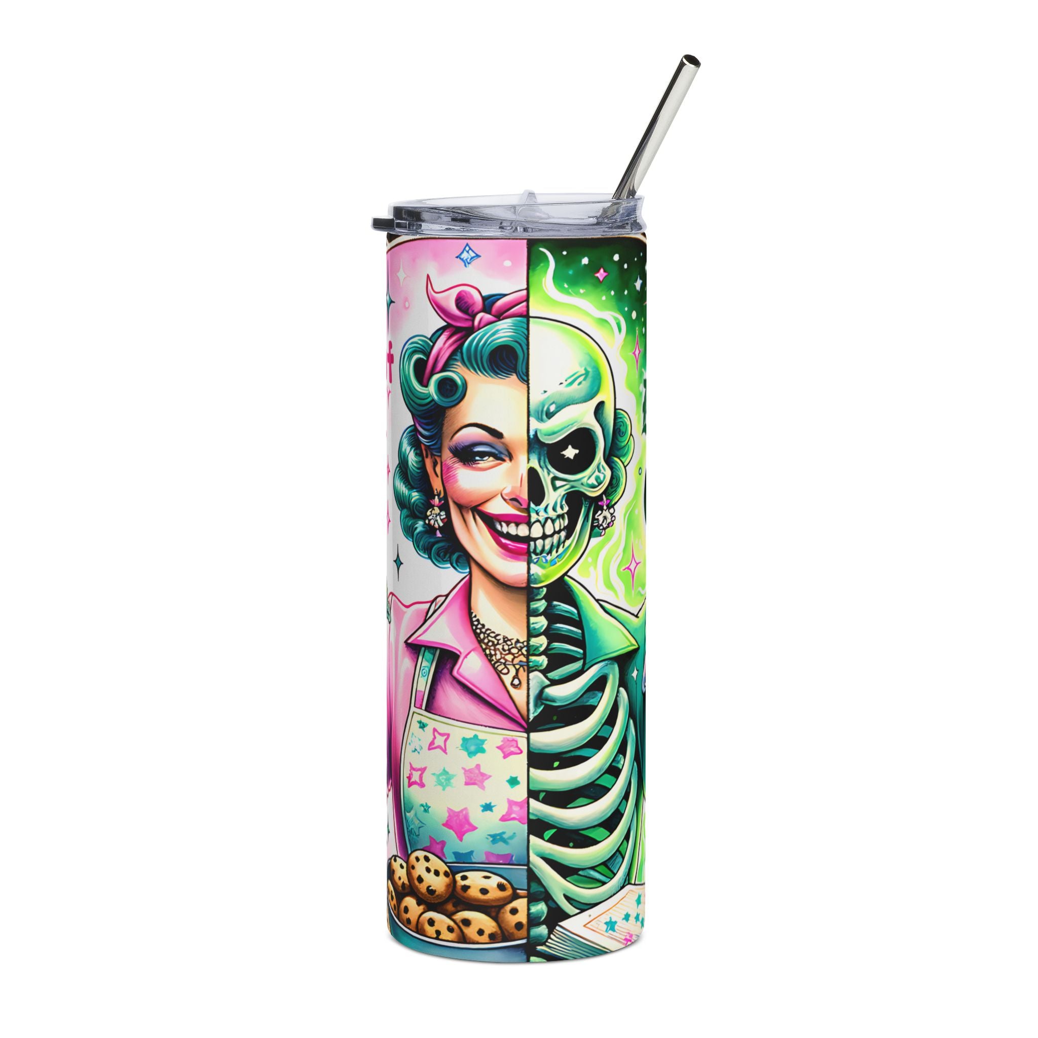 Vibrant Stainless Steel Tumbler, 20oz | Retro Colorful Design, Perfect Gift for Foodies, Unique Kitchen Decor, Halloween Party Drinkware