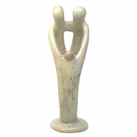 Natural 10-inch Tall Soapstone Family Sculpture - 2 Parents 1 Child - Smolart