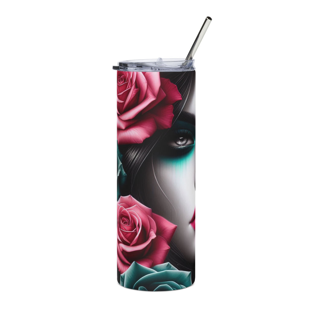 Vibrant Floral Skull Tumbler, Ideal Gift for Art Lovers, Halloween Decor, Unique Drinkware, Eco-Friendly Travel Mug