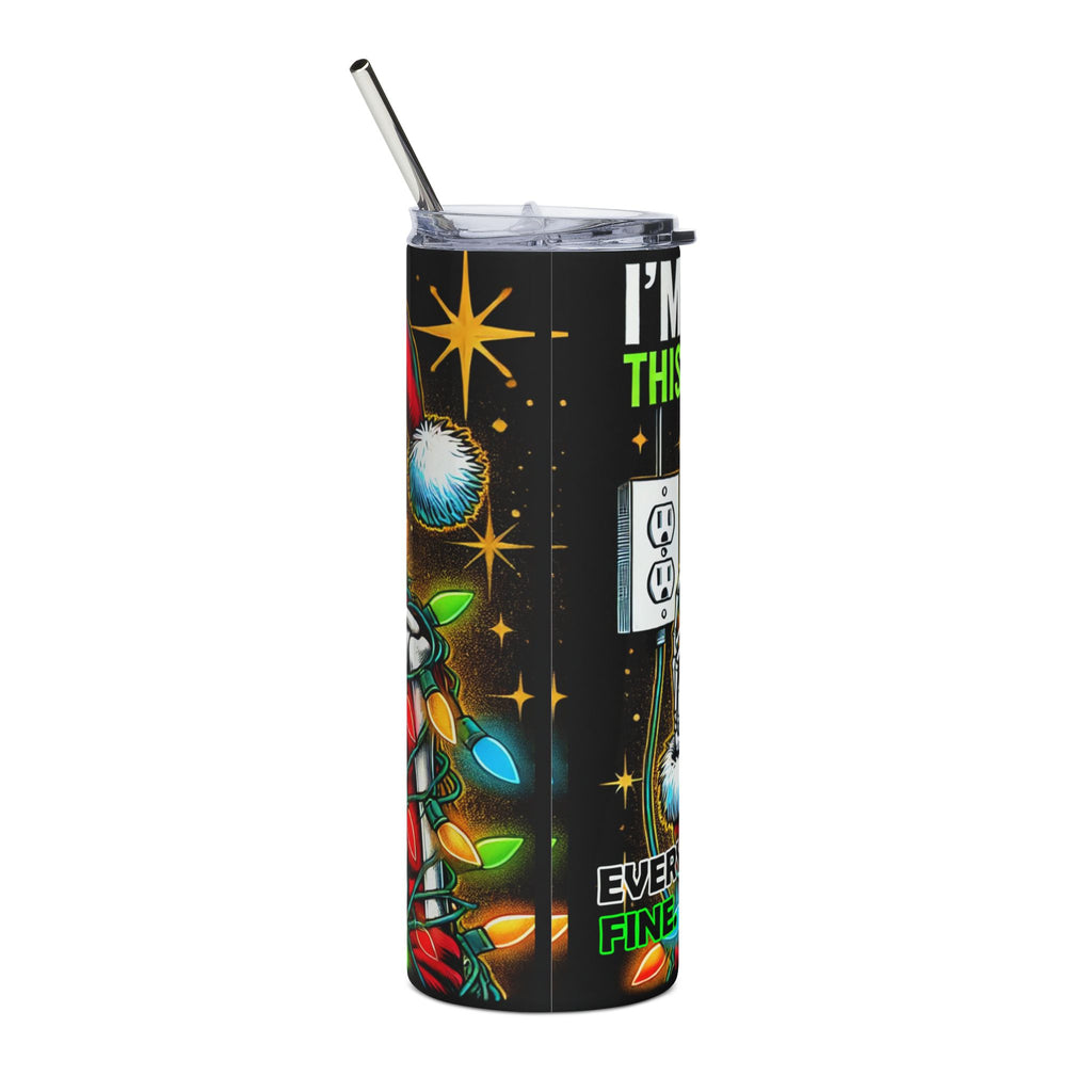 Holiday Vibe Tumbler, Stainless Steel 20oz, Funny Gift for Christmas, Skull Design, Unique Party Mug, Seasonal Drinkware