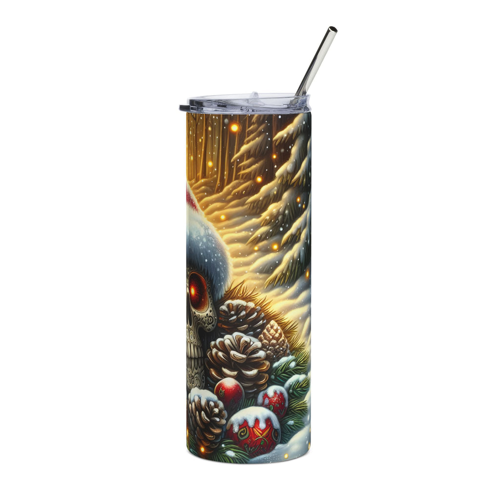 Festive Skull Tumbler, Christmas Drink Cup, Holiday Beverage Tumbler, Skull Decor, Winter Accessories