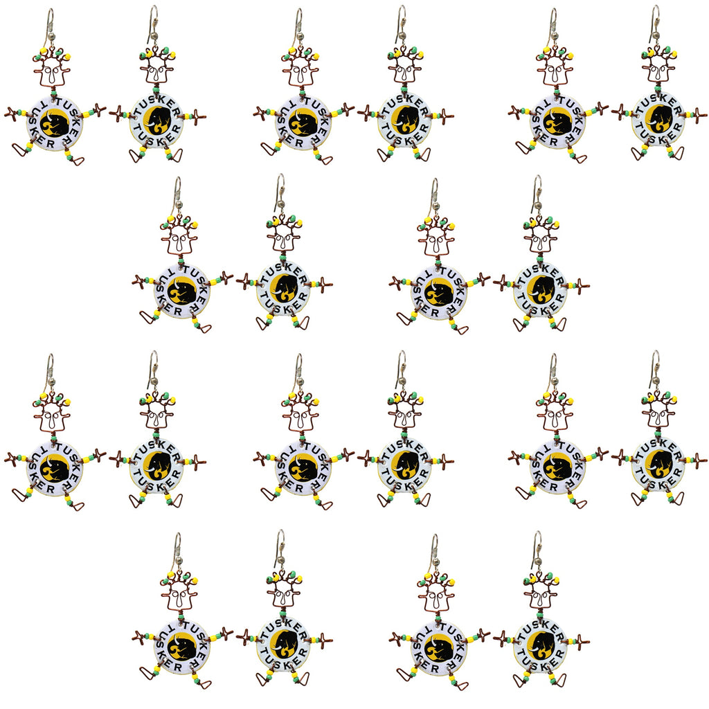Set of 10 Dancing Tusker Dangle Earrings