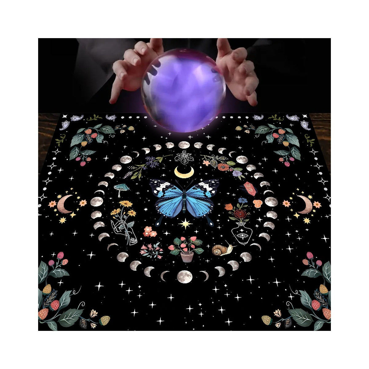 Flower Butterfly Moon Tablecloth Altar Decorative Tablecloth