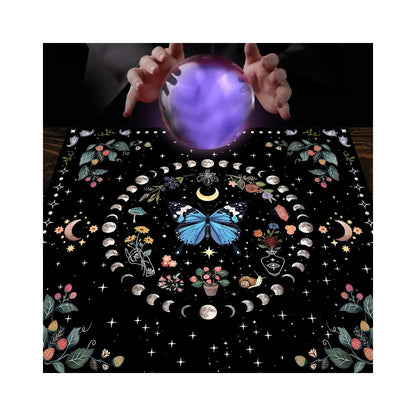 Flower Butterfly Moon Tablecloth Altar Decorative Tablecloth