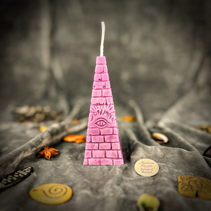 Beeswax All-Seeing Eye Pyramid Spell Candle - Abundance, Prosperity & Intuition