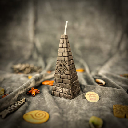 Beeswax All-Seeing Eye Pyramid Spell Candle - Abundance, Prosperity & Intuition