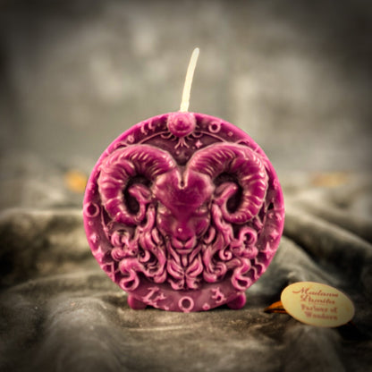 Beeswax Aries Ram Zodiac Spell Candle - Courage, Passion & Victory