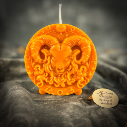 Beeswax Aries Ram Zodiac Spell Candle - Courage, Passion & Victory