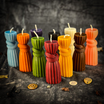 Beeswax Binding Knot Spell Candle - Strengthen Bonds & Control Harm