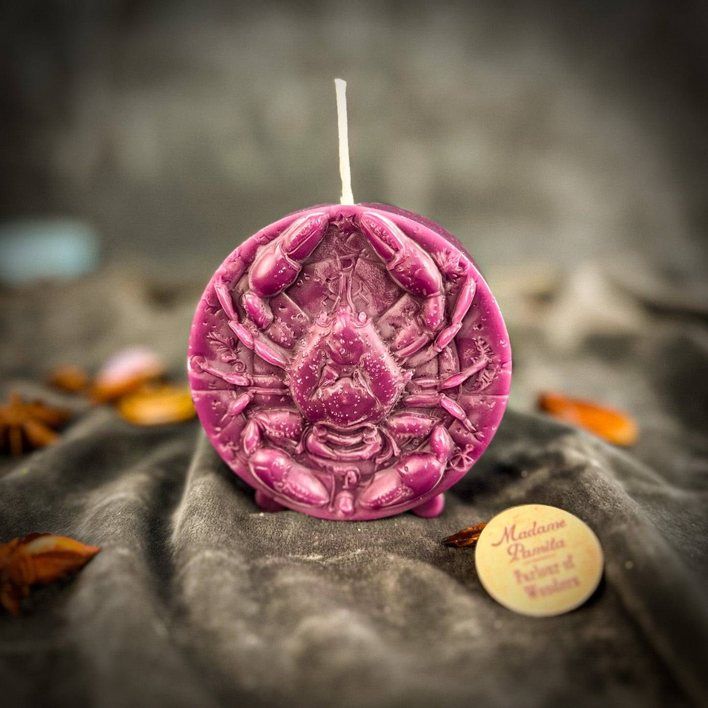 Beeswax Cancer Crab Zodiac Spell Candle - Intuition, Nurturing & Emotional Healing