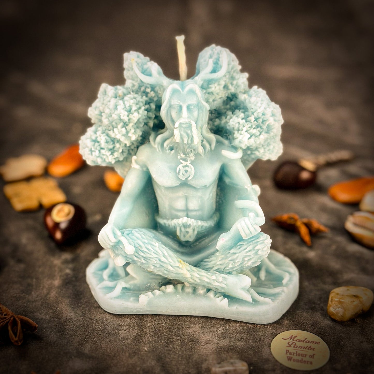 Beeswax Horned God Spell Candle - Cernunnos Nature Magic & Fertility