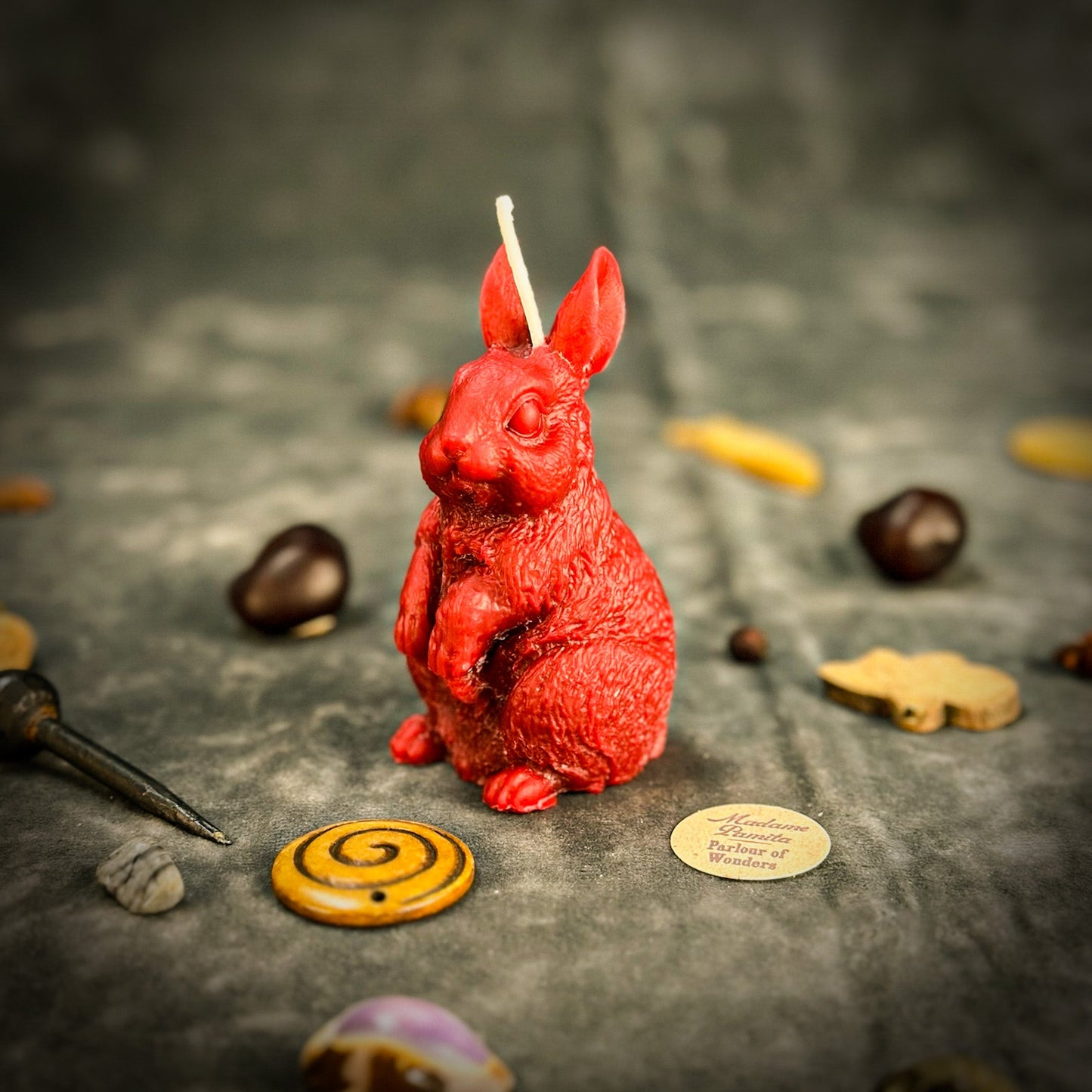 Beeswax Enchanted Bunny Spell Candle - Abundance, Fertility & Quick Thinking