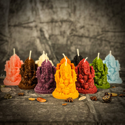 Beeswax Ganesha Spell Candle - Obstacle Removal & Success Magic