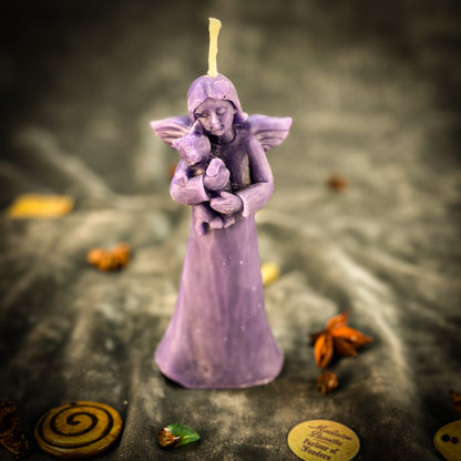 Beeswax Cat Guardian Spirit Spell Candle - Pet Protection & Healing