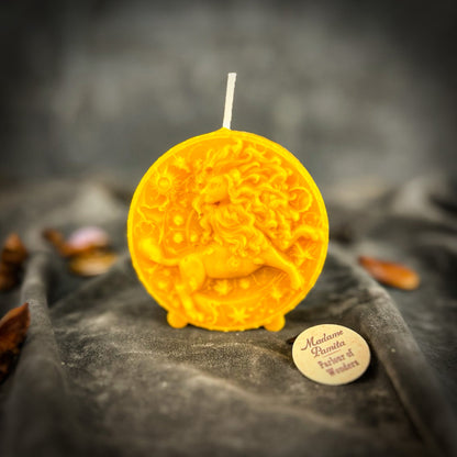 Beeswax Leo Lion Zodiac Spell Candle - Creativity, Confidence & Leadership