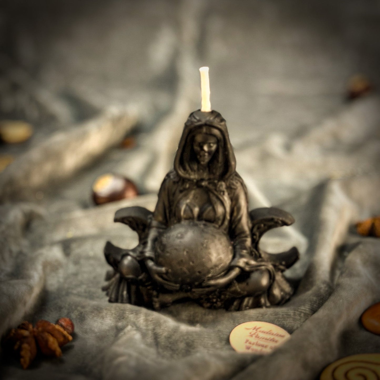 Beeswax Moon Goddess Spell Candle - Lunar Magic & Divine Feminine Energy