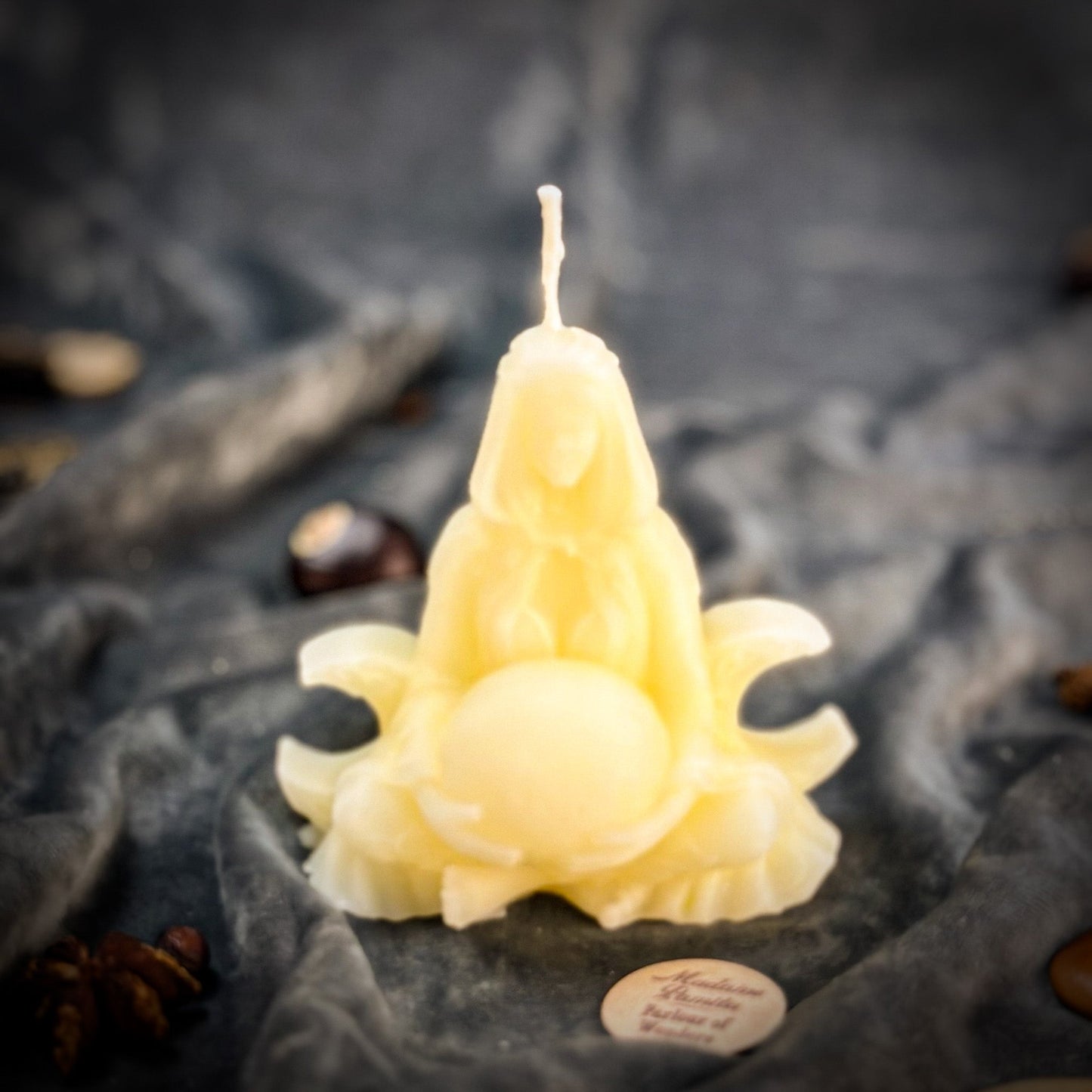 Beeswax Moon Goddess Spell Candle - Lunar Magic & Divine Feminine Energy