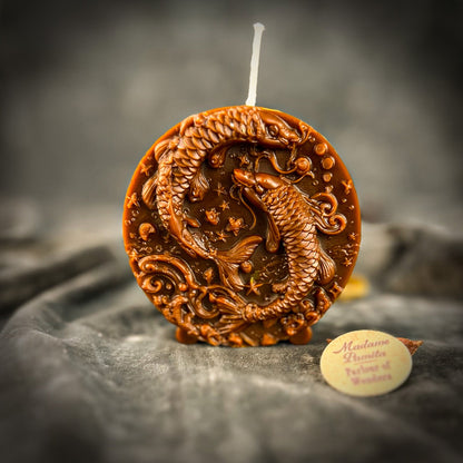 Beeswax Pisces Fish Zodiac Spell Candle - Intuition, Compassion & Dreams