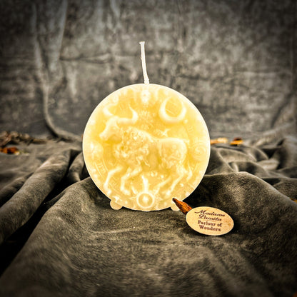 Beeswax Taurus Bull Zodiac Spell Candle - Abundance, Stability & Sensuality