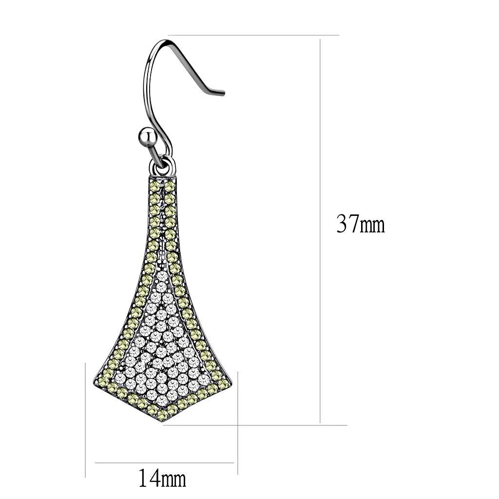 DA174 - High polished (no plating) Stainless Steel Earrings with AAA Grade CZ  in Topaz