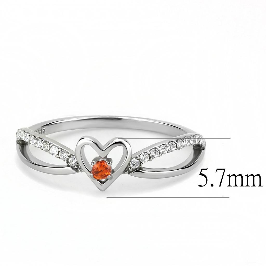Vibrant Orange CZ Ring - Petite Stainless Steel Design