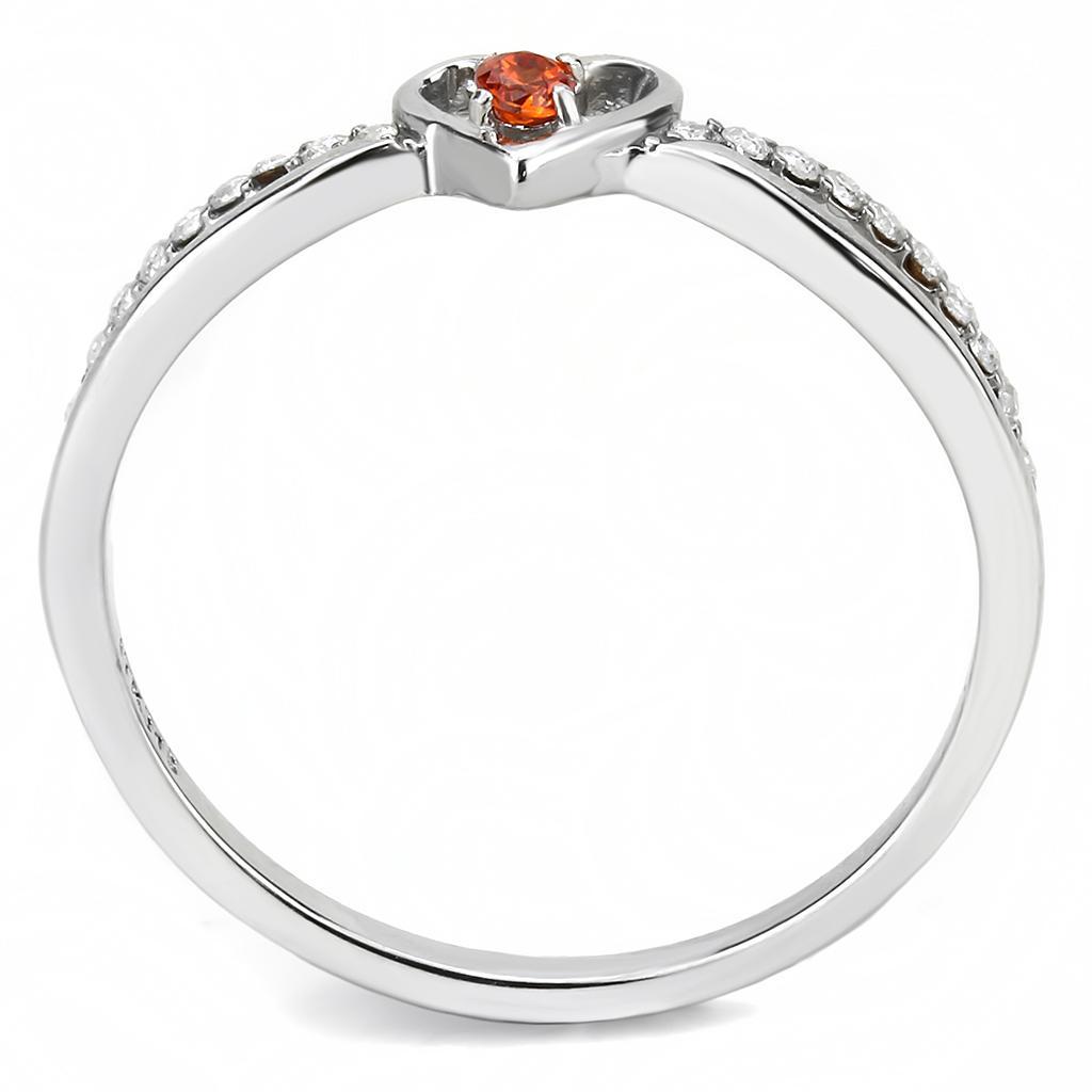 Vibrant Orange CZ Ring - Petite Stainless Steel Design