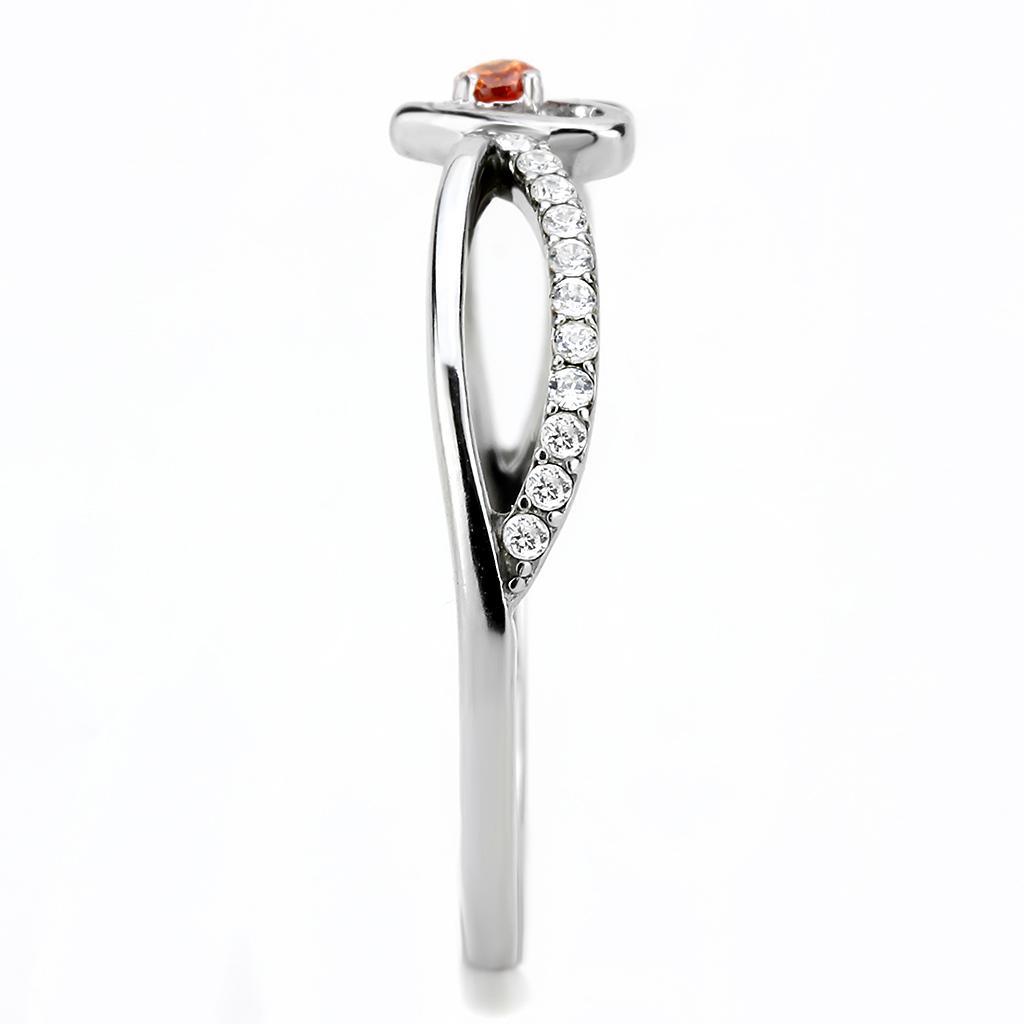 Vibrant Orange CZ Ring - Petite Stainless Steel Design