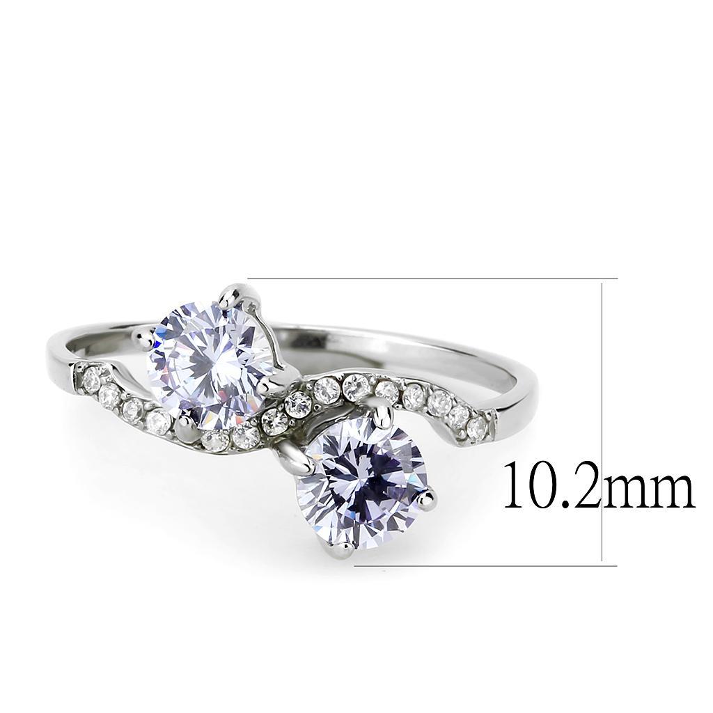 Light Amethyst CZ Stainless Steel Ring