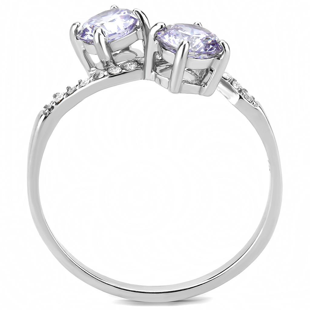 Light Amethyst CZ Stainless Steel Ring