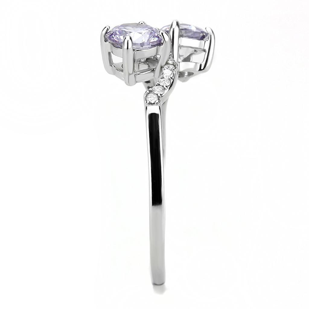 Light Amethyst CZ Stainless Steel Ring