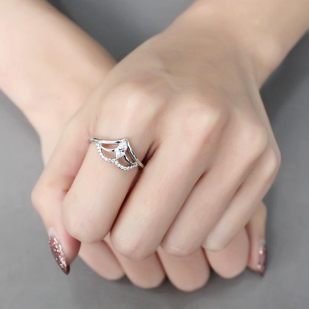 Clear CZ Stainless Steel Ring