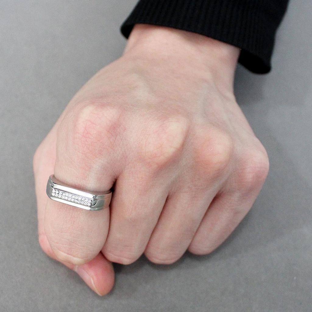 Clear CZ Stainless Steel Ring