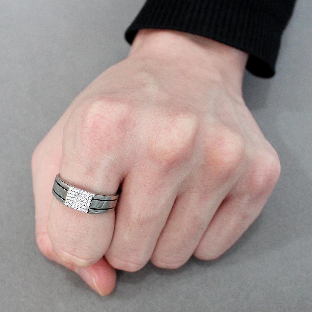 Clear CZ Stainless Steel Ring