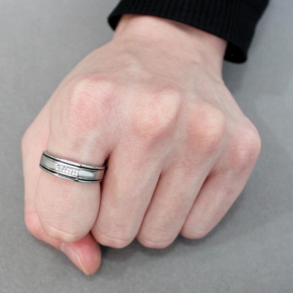Clear CZ Stainless Steel Ring