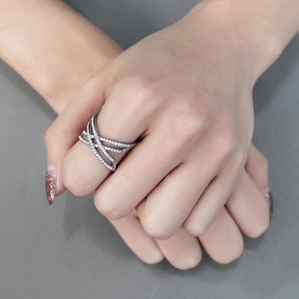 Clear CZ Stainless Steel Ring