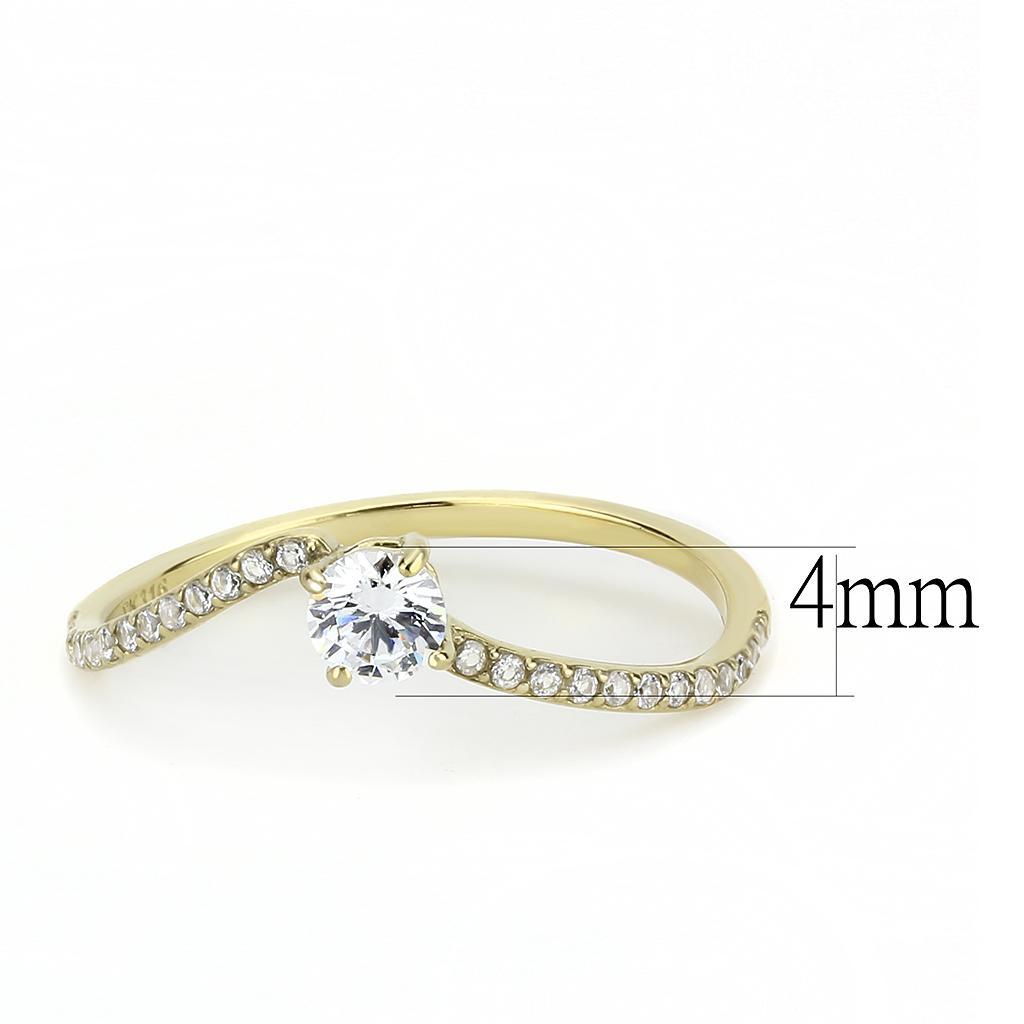 Gold Ion Plated Stainless Steel Ring with Clear CZ Stones