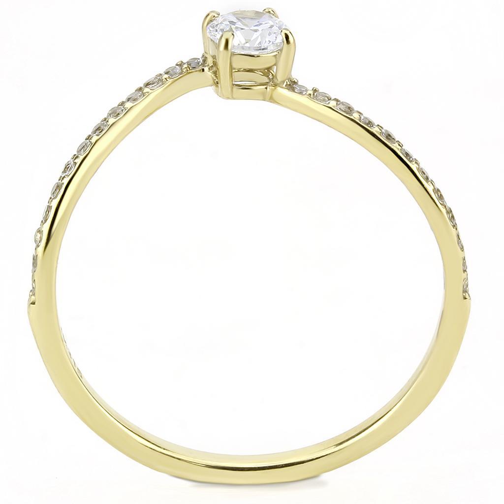 Gold Ion Plated Stainless Steel Ring with Clear CZ Stones