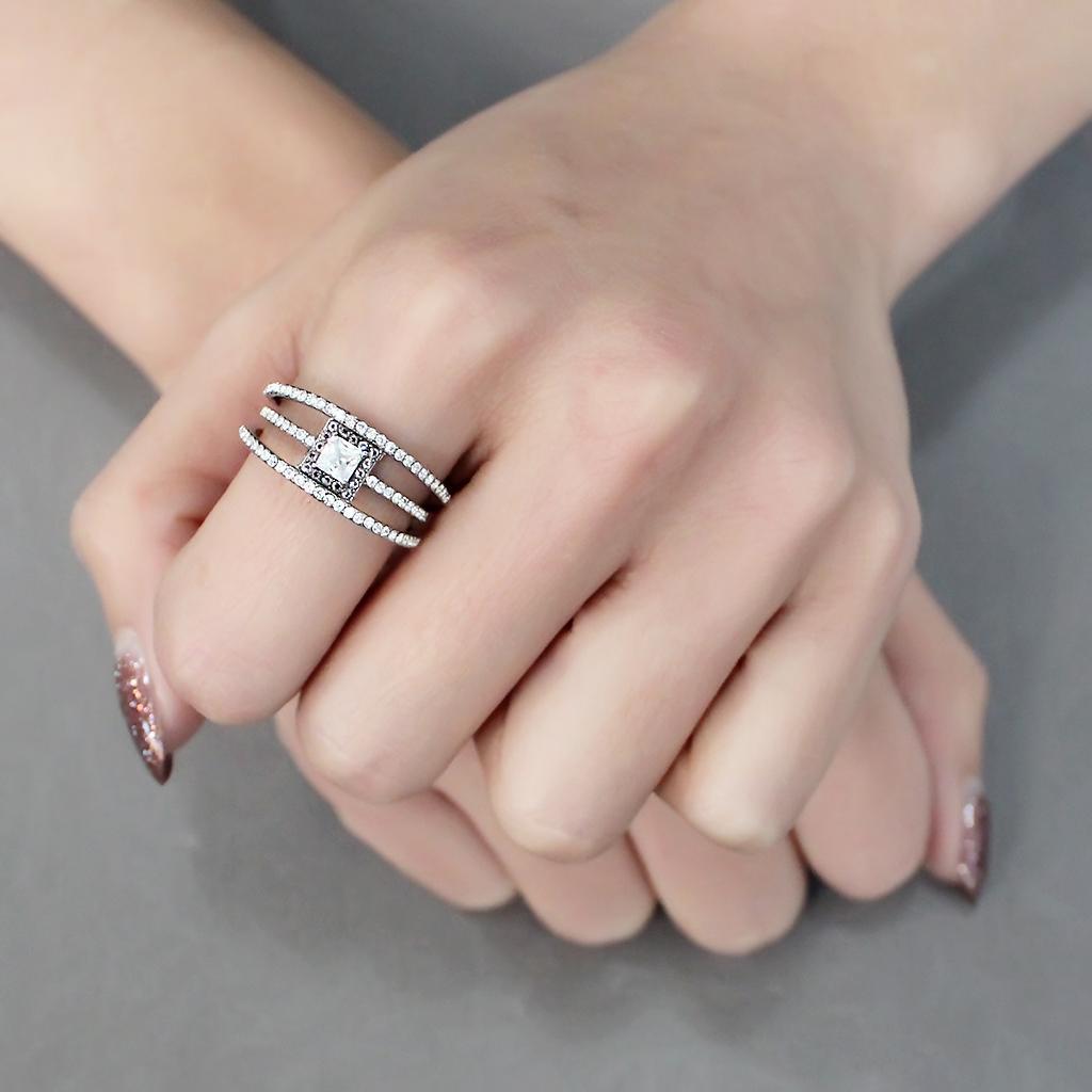 Clear CZ Stainless Steel Ring