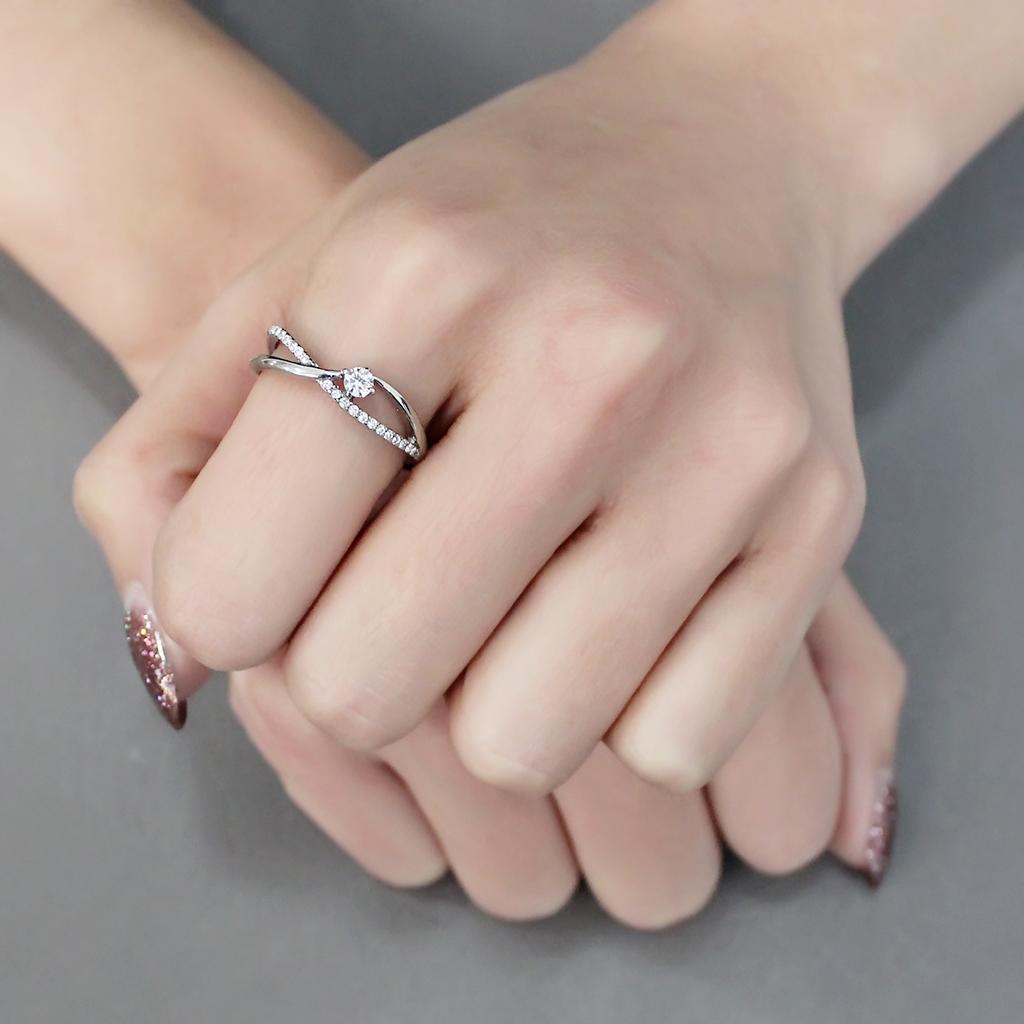 Clear CZ Stainless Steel Ring