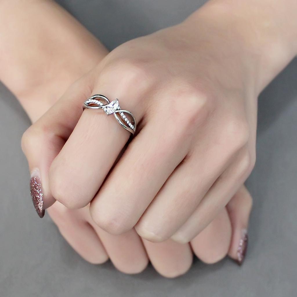 Clear CZ Stainless Steel Ring