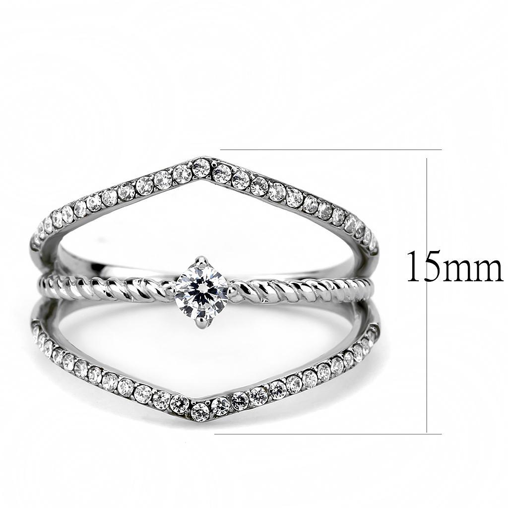 Clear CZ Stainless Steel Ring