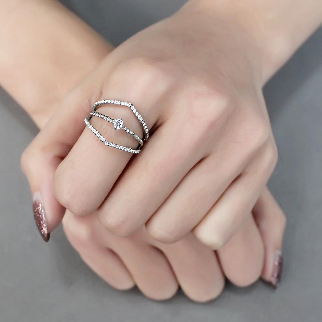 Clear CZ Stainless Steel Ring