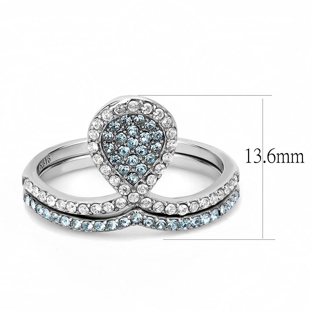 Sea Blue CZ Stainless Steel Ring