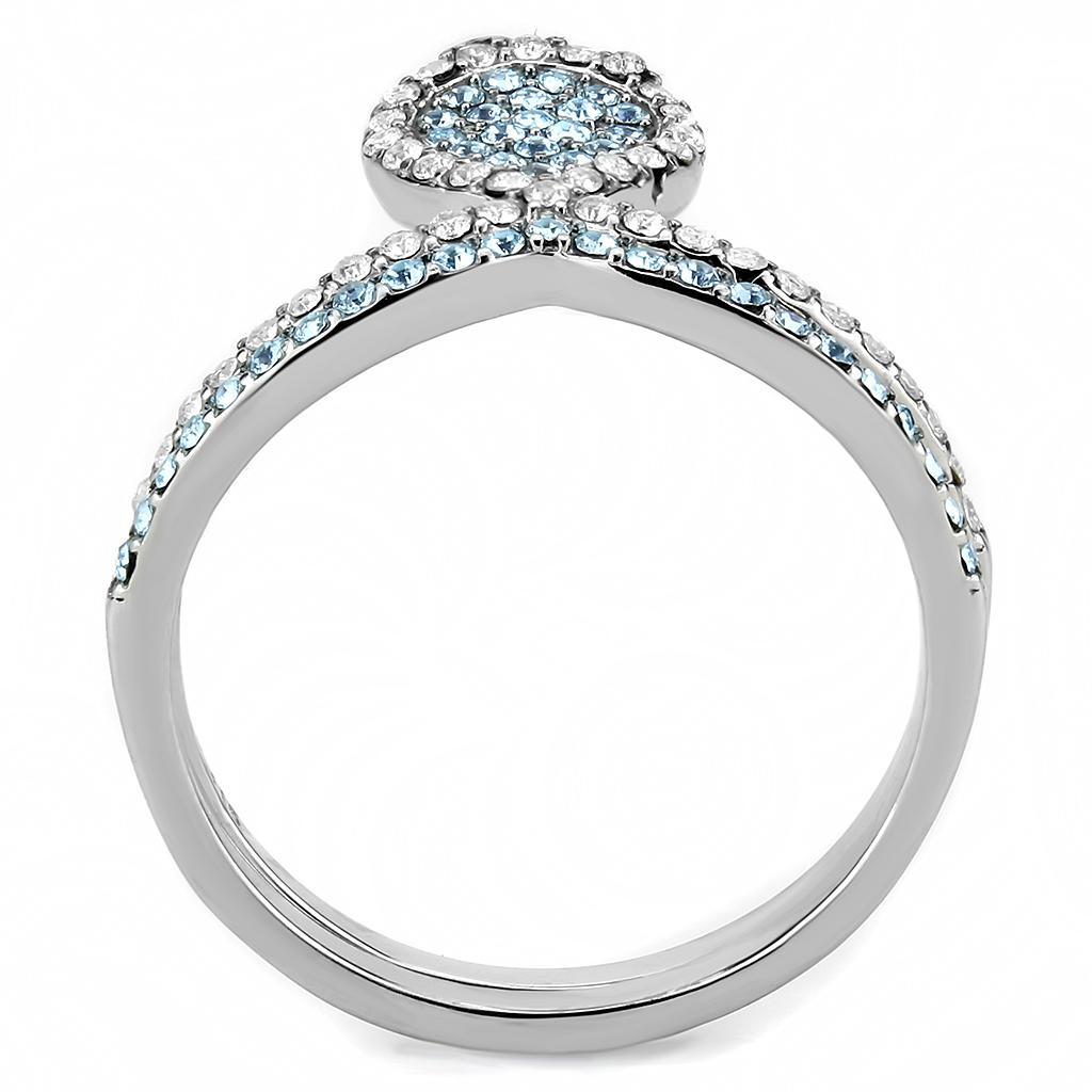 Sea Blue CZ Stainless Steel Ring